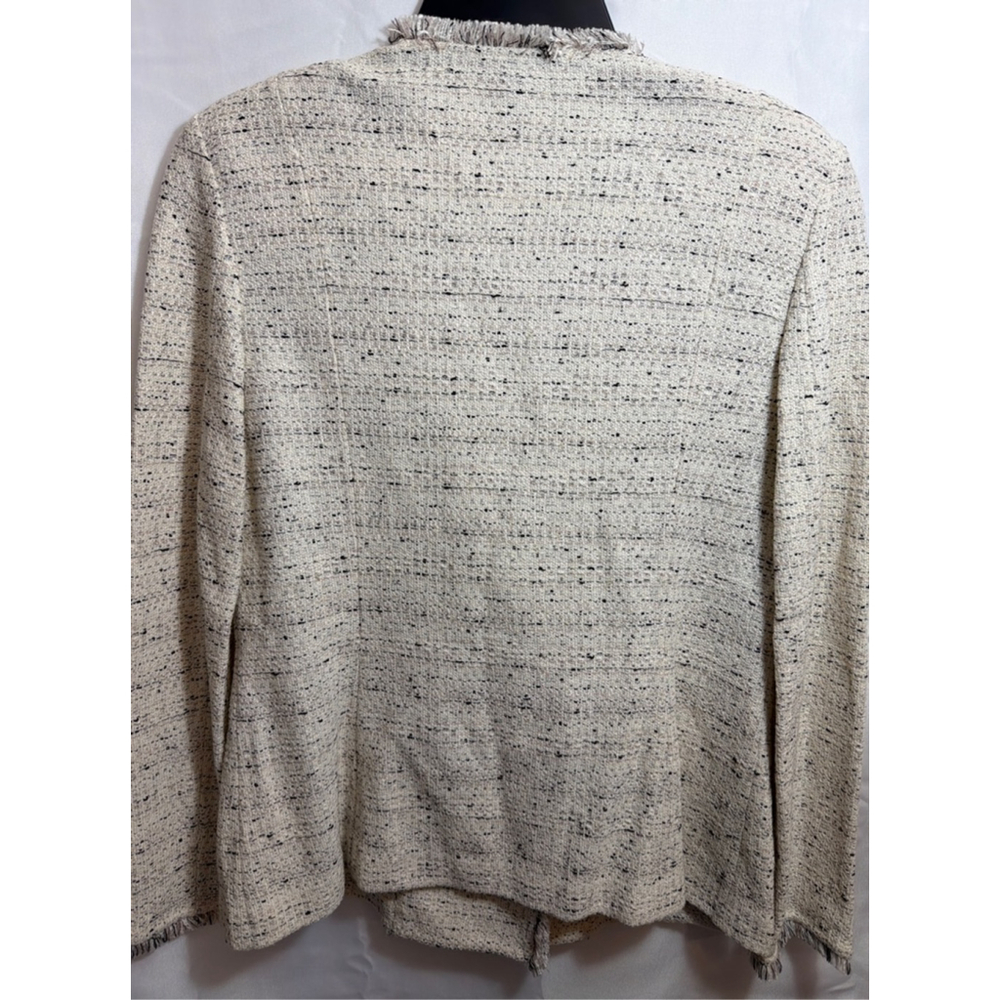 St. John Blazer Fringe Trim Cream Tweed USA Women’s Size 10 Quiet Luxury Office - Picture 6 of 9
